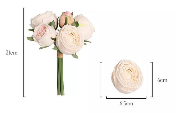 Bright Pink 6 Stem Real Touch Roses Extremely Realistic Luxury Quality Artificial Flower | Wedding/Home Decoration Gifts Decor Floral R-015