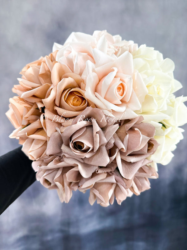 5 Stem Real Touch Roses | Extremely Realistic Luxury Quality Artificial Flower | Wedding/Home Decoration | Gifts | Floral Blush/Peach R-010