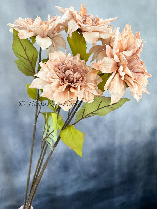 Dried Look Dahlia High-Quality Artificial Flower | Wedding/Home Decoration | Gifts | Decor | Floral Artificial Flower Craft Faux Brown D-008