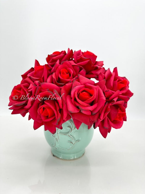 5 Stem Real Touch Roses | Extremely Realistic Luxury Quality Artificial Flower | Wedding/Home Decoration | Gifts | Decor Floral Red R-005