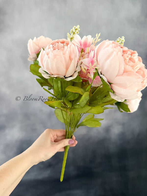 Large Head Peonies | Floral Bouquet Artificial Flower | Wedding/Home Decoration Gifts Décor | Floral, 20&#39;&#39; Soft Blooming 13 Stem Light Pink