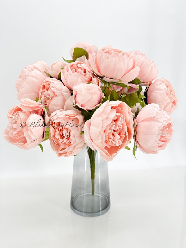 Large Head Peonies | Floral Bouquet Artificial Flower | Wedding/Home Decoration Gifts Décor | Floral, 20&#39;&#39; Soft Blooming 13 Stem Light Pink