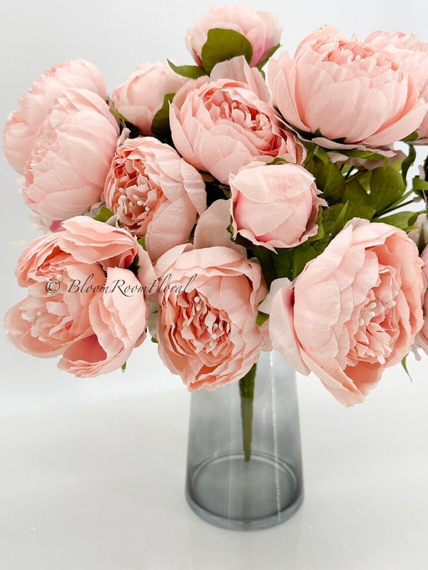 Large Head Peonies | Floral Bouquet Artificial Flower | Wedding/Home Decoration Gifts Décor | Floral, 20&#39;&#39; Soft Blooming 13 Stem Light Pink