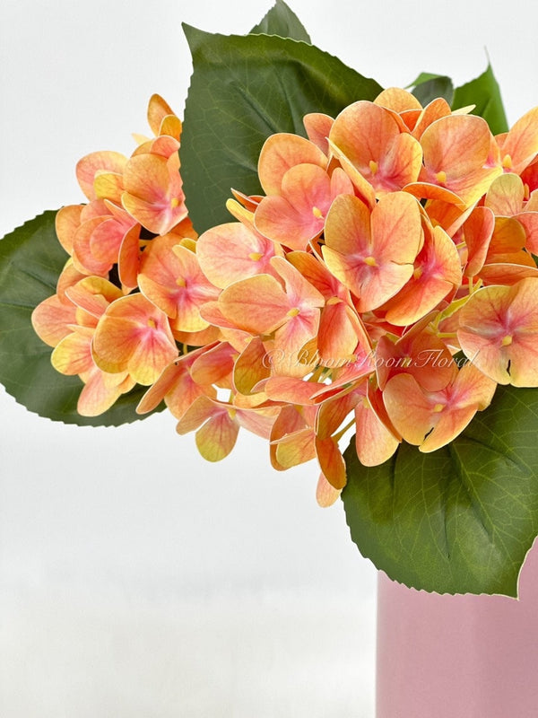 Orange Real Touch Hydrangea | Extremely Realistic Luxury Quality Artificial Flower | Wedding/Home Decoration | Gifts | Decor Floral H-023