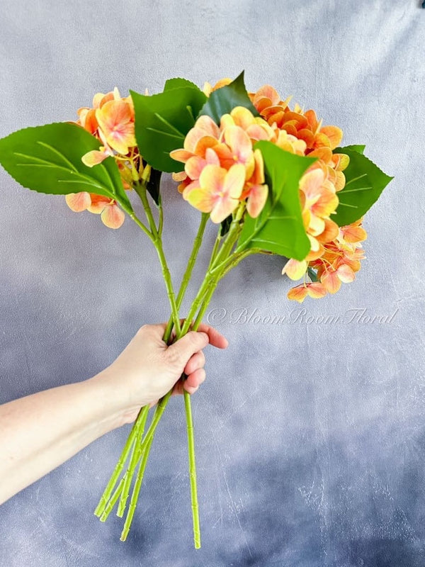 Orange Real Touch Hydrangea | Extremely Realistic Luxury Quality Artificial Flower | Wedding/Home Decoration | Gifts | Decor Floral H-023