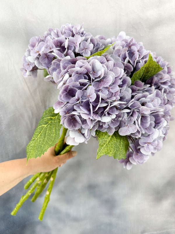 1 Purple Real Touch Large Hydrangea | Extremely Realistic Luxury Quality Artificial Flower Wedding/Home Decoration Gifts Decor Floral H-006