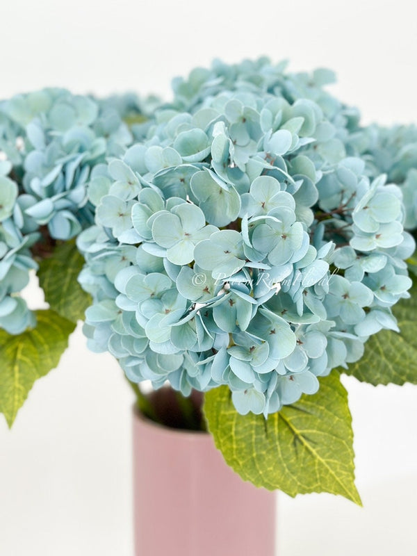 1 Teal Blue Real Touch Large Hydrangea | Extremely Realistic Luxury Quality Artificial Flower | Wedding/Home Decoration Gifts Decor H-007