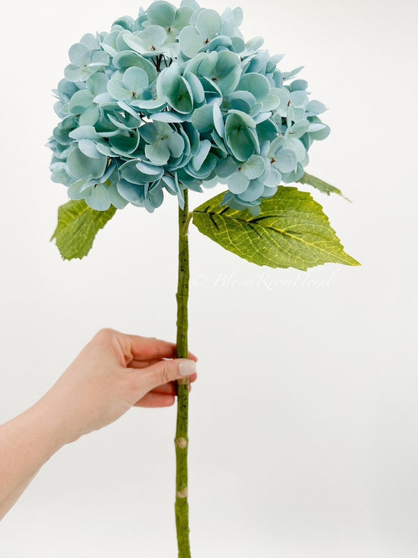 1 Teal Blue Real Touch Large Hydrangea | Extremely Realistic Luxury Quality Artificial Flower | Wedding/Home Decoration Gifts Decor H-007