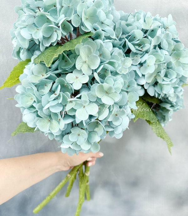 1 Teal Blue Real Touch Large Hydrangea | Extremely Realistic Luxury Quality Artificial Flower | Wedding/Home Decoration Gifts Decor H-007