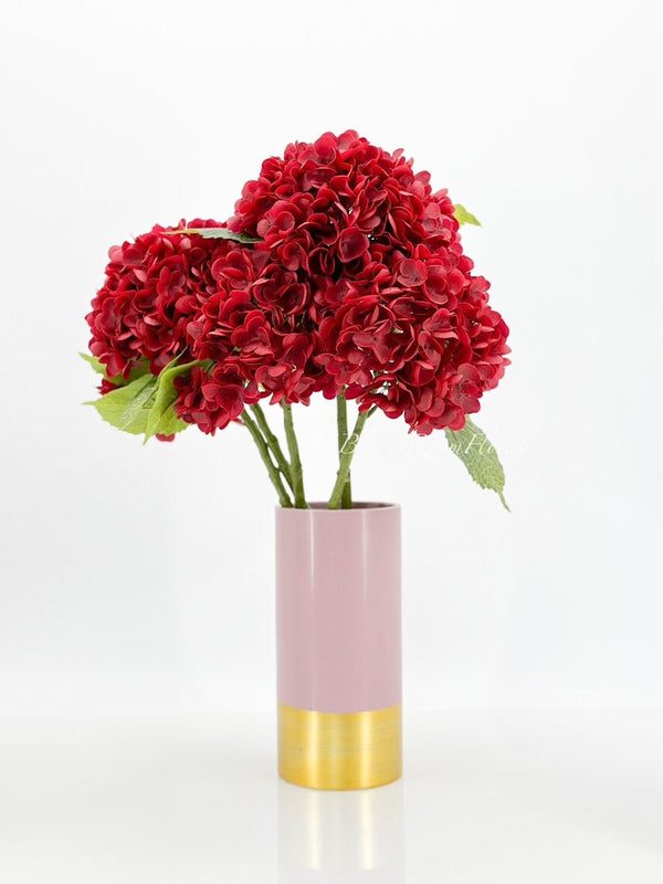 1 Red Real Touch Large Hydrangea | Extremely Realistic Luxury Quality Artificial Flower | Wedding/Home Decoration Gifts | Decor Floral H-009