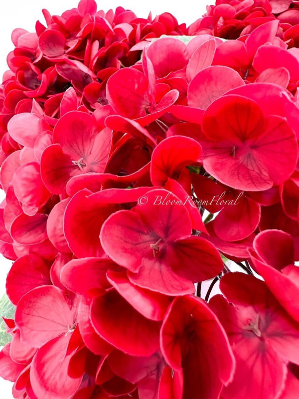 1 Red Real Touch Large Hydrangea | Extremely Realistic Luxury Quality Artificial Flower | Wedding/Home Decoration Gifts | Decor Floral H-009