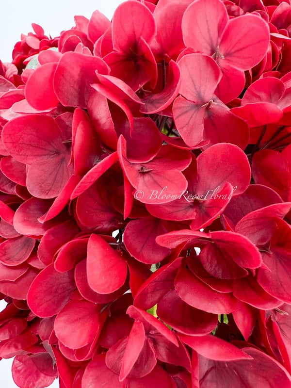 1 Red Real Touch Large Hydrangea | Extremely Realistic Luxury Quality Artificial Flower | Wedding/Home Decoration Gifts | Decor Floral H-009