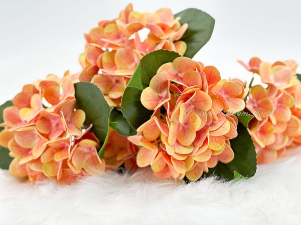 Orange Real Touch Hydrangea | Extremely Realistic Luxury Quality Artificial Flower | Wedding/Home Decoration | Gifts | Decor Floral H-023