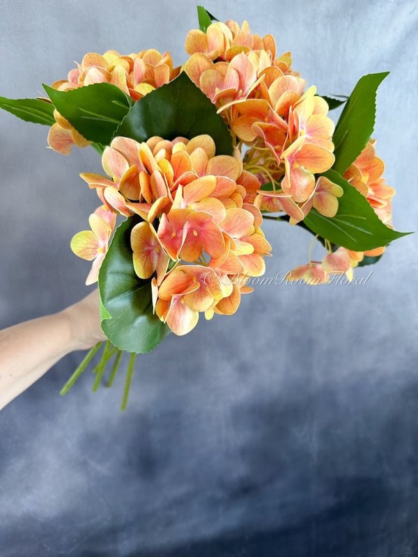 Orange Real Touch Hydrangea | Extremely Realistic Luxury Quality Artificial Flower | Wedding/Home Decoration | Gifts | Decor Floral H-023