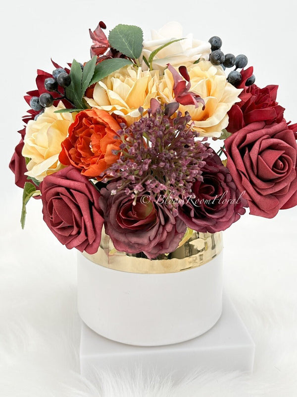 Artificial Flowers, Faux Wedding Bouquets, Fake Rose Blueberry Flowers Combo Box Set for Flower Arrangements Wedding DYI Home Decoration