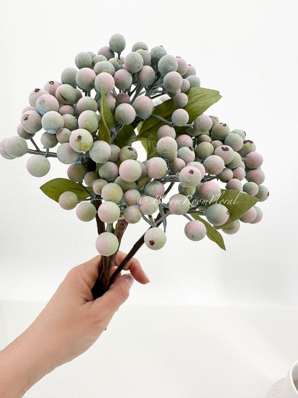 1 Berry Blue Stem, Artificial Fruit, Extremely Realistic Luxury Quality Artificial Kitchen/Wedding/Home Decoration Gifts Decor Floral