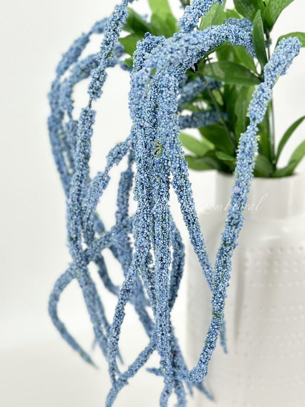 Blue Amaranthus Faux Stem/Wedding/Home Decoration | DYI Flowers, Gifts Decor Floral Silk Flowers, Artificial Spray for Home Office