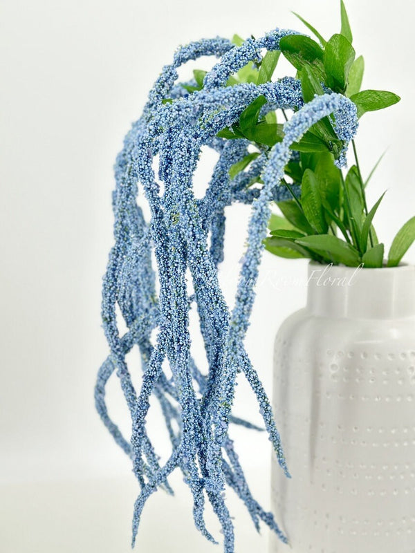 Blue Amaranthus Faux Stem/Wedding/Home Decoration | DYI Flowers, Gifts Decor Floral Silk Flowers, Artificial Spray for Home Office