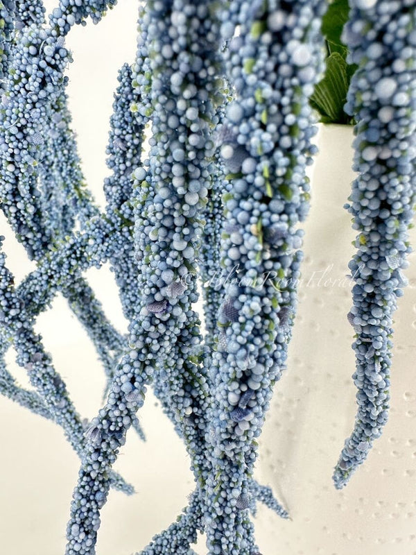 Blue Amaranthus Faux Stem/Wedding/Home Decoration | DYI Flowers, Gifts Decor Floral Silk Flowers, Artificial Spray for Home Office