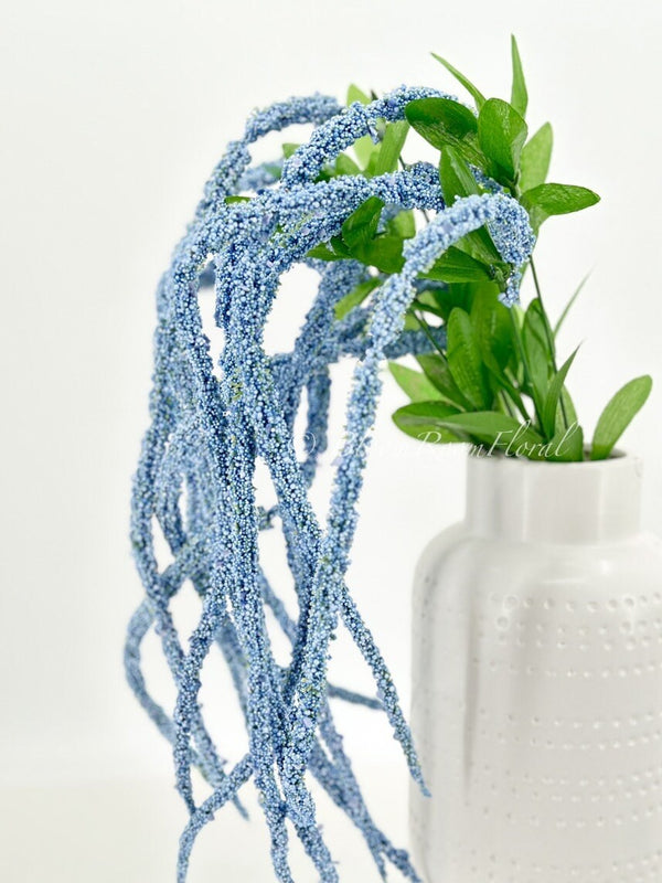 Blue Amaranthus Faux Stem/Wedding/Home Decoration | DYI Flowers, Gifts Decor Floral Silk Flowers, Artificial Spray for Home Office