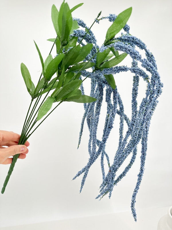 Blue Amaranthus Faux Stem/Wedding/Home Decoration | DYI Flowers, Gifts Decor Floral Silk Flowers, Artificial Spray for Home Office