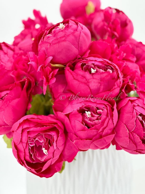 Large Head Peonies | Floral Bouquet Artificial Flower | Wedding/Home Decoration Gifts | Décor | Floral, 20&#39;&#39; Soft Blooming 13 Stem Hot Pink