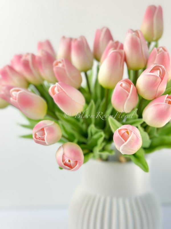 10 Rose-Pink Real Touch Tulips Artificial Flower, Realistic Luxury Quality Artificial Kitchen/Wedding/Home Gifts Decor Floral Craft Floral