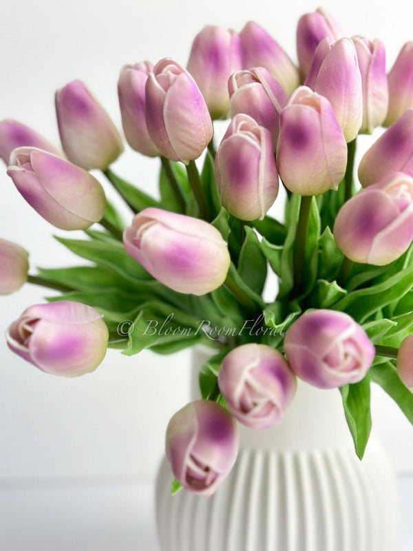 10 Mauve Real Touch Tulips Artificial Flower, Realistic Luxury Quality Artificial Kitchen/Wedding/Home Gifts Decor Floral Craft Floral