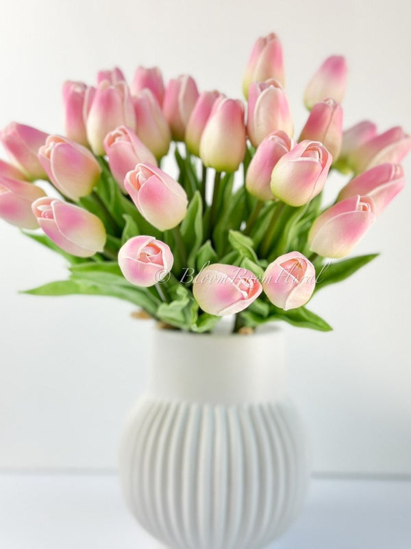 10 Rose-Pink Real Touch Tulips Artificial Flower, Realistic Luxury Quality Artificial Kitchen/Wedding/Home Gifts Decor Floral Craft Floral