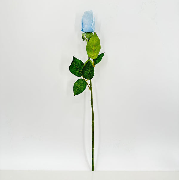 Real Touch Rose Bud Stem | 23&quot; Tall Latex Luxury Quality Artificial Flower Wedding/Home Decoration Gifts Floral Faux Bouquet Sky Blue R-036