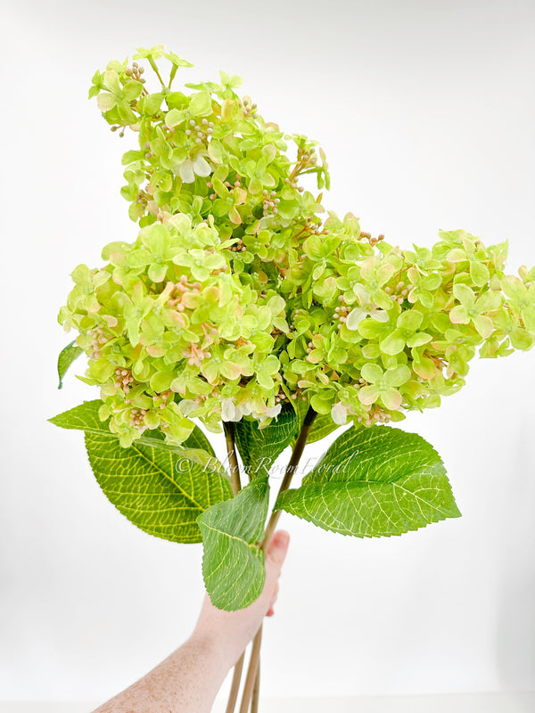 35” Cone Hydrangea Stem Realistic Luxury High Quality Artificial Flower Wedding/Home Decoration Gifts | Decor Silk Floral Light Green H-015