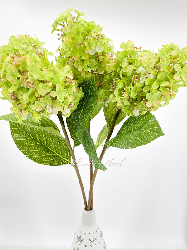 35” Cone Hydrangea Stem Realistic Luxury High Quality Artificial Flower Wedding/Home Decoration Gifts | Decor Silk Floral Light Green H-015