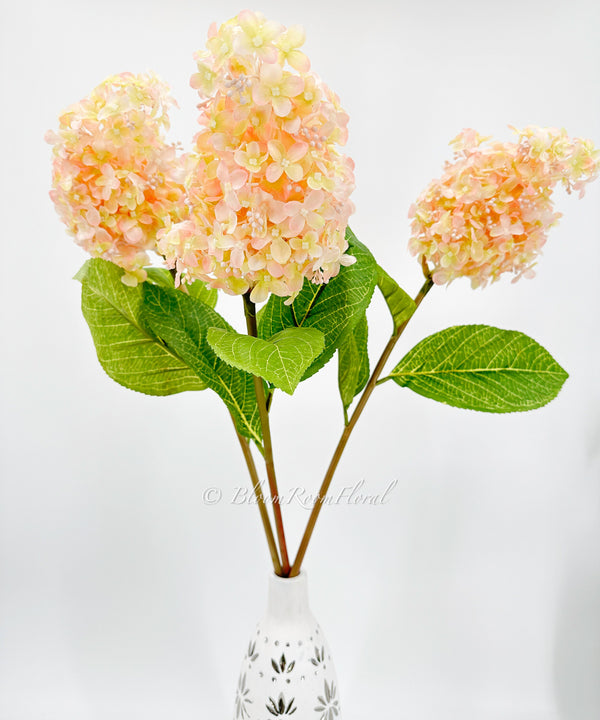 35” Cone Hydrangea Stem Realistic Luxury High Quality Artificial Flower Wedding/Home Decoration Gifts Decor Silk Floral Flowers Peach H-013