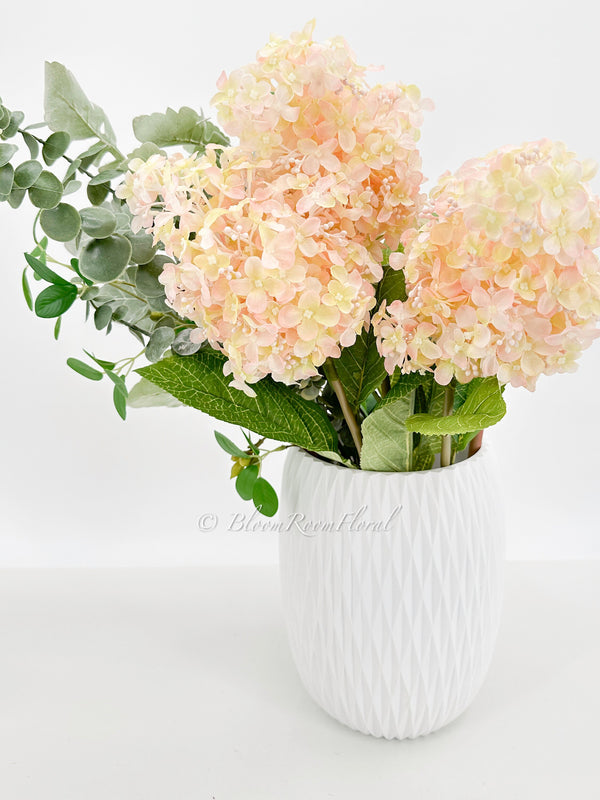 35” Cone Hydrangea Stem Realistic Luxury High Quality Artificial Flower Wedding/Home Decoration Gifts Decor Silk Floral Flowers Peach H-013