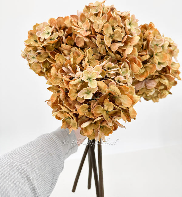 Caramel Dried-Look Large Head Hydrangea | Realistic Luxury Quality Artificial Flower | Wedding/Home Decoration | Gifts Floral Faux H-027