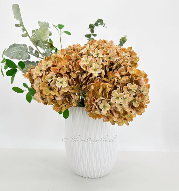 Caramel Dried-Look Large Head Hydrangea | Realistic Luxury Quality Artificial Flower | Wedding/Home Decoration | Gifts Floral Faux H-027