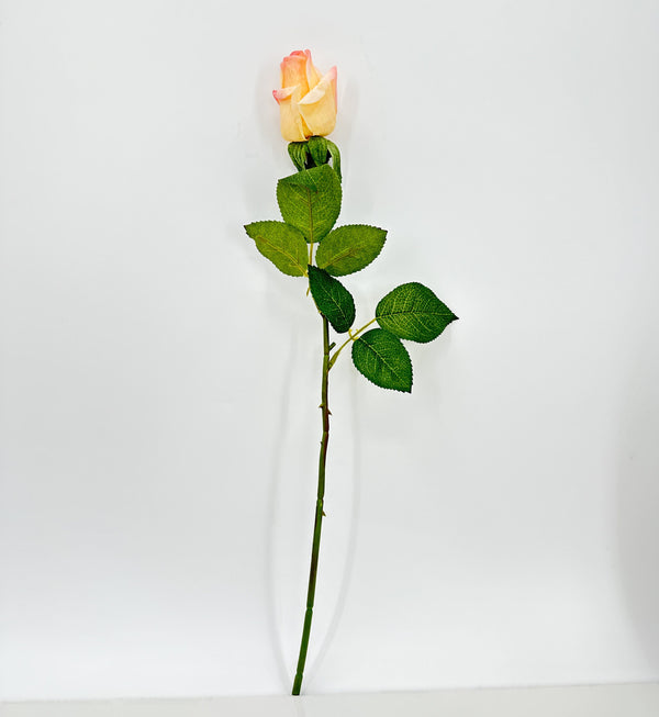 Real Touch Rose Bud Stem | 23&quot; Tall Latex Luxury Quality Artificial Flower Wedding/Home Decoration Gifts Floral Faux Bouquet Champagne R-030