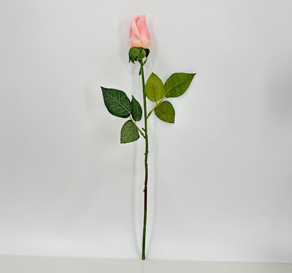 Real Touch Rose Bud Stem 23&quot; Tall Latex Luxury Quality Artificial Flower Wedding/Home Decoration Gifts Floral Faux Bouquet Light Pink R-034