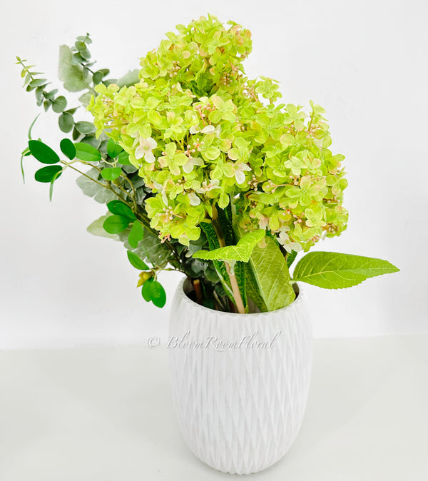 35” Cone Hydrangea Stem Realistic Luxury High Quality Artificial Flower Wedding/Home Decoration Gifts | Decor Silk Floral Light Green H-015