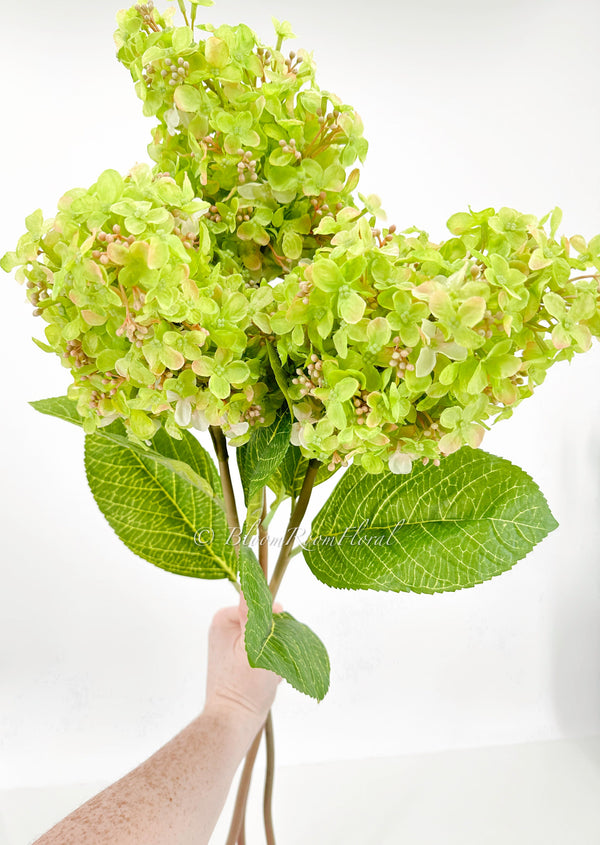 35” Cone Hydrangea Stem Realistic Luxury High Quality Artificial Flower Wedding/Home Decoration Gifts | Decor Silk Floral Light Green H-015