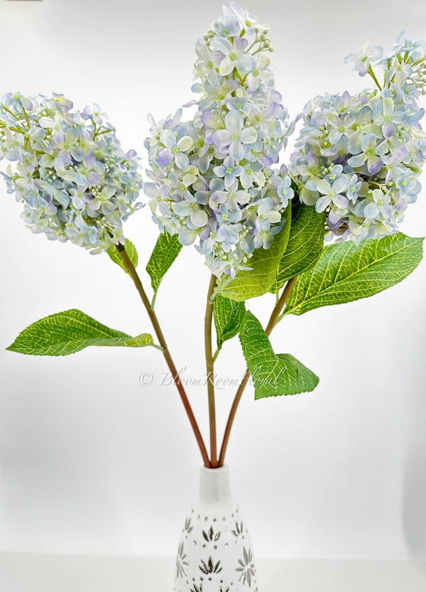 35” Cone Hydrangea Stem, Realistic High Quality Artificial Flower Wedding/Home Decoration Gifts DIY Decor Silk Floral Decor Light Blue H-014