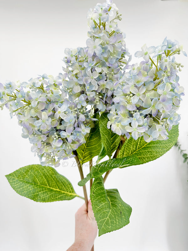 35” Cone Hydrangea Stem, Realistic High Quality Artificial Flower Wedding/Home Decoration Gifts DIY Decor Silk Floral Decor Light Blue H-014