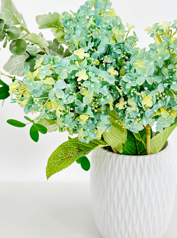 35” Cone Hydrangea Stem Realistic Luxury High Quality Artificial Flower Wedding/Home Decoration Gifts | Decor Silk Floral Blue/Yellow H-016