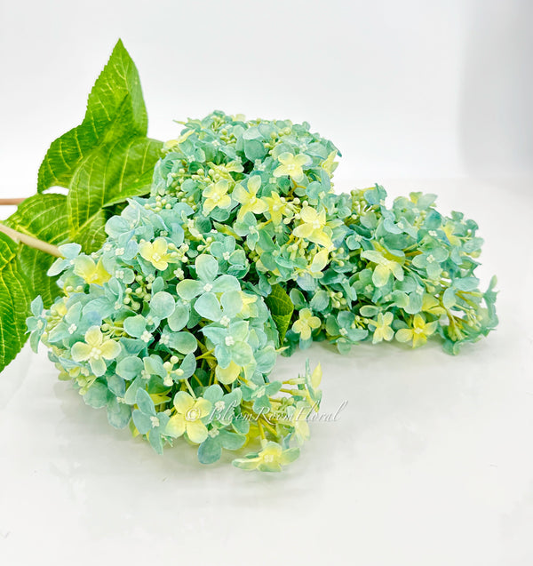 35” Cone Hydrangea Stem Realistic Luxury High Quality Artificial Flower Wedding/Home Decoration Gifts | Decor Silk Floral Blue/Yellow H-016