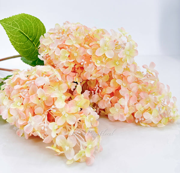 35” Cone Hydrangea Stem Realistic Luxury High Quality Artificial Flower Wedding/Home Decoration Gifts Decor Silk Floral Flowers Peach H-013