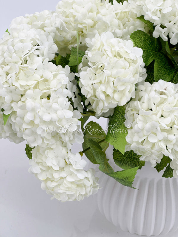 7 stem White Small Head Silk Snowball Hydrangea Bunch Realistic, Faux Artificial Flower | Wedding/Home Decoration Gifts  Floral Faux H-037