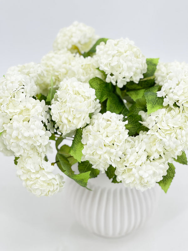 7 stem White Small Head Silk Snowball Hydrangea Bunch Realistic, Faux Artificial Flower | Wedding/Home Decoration Gifts  Floral Faux H-037