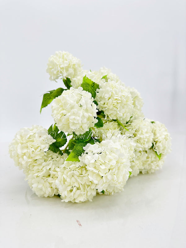 7 stem White Small Head Silk Snowball Hydrangea Bunch Realistic, Faux Artificial Flower | Wedding/Home Decoration Gifts  Floral Faux H-037