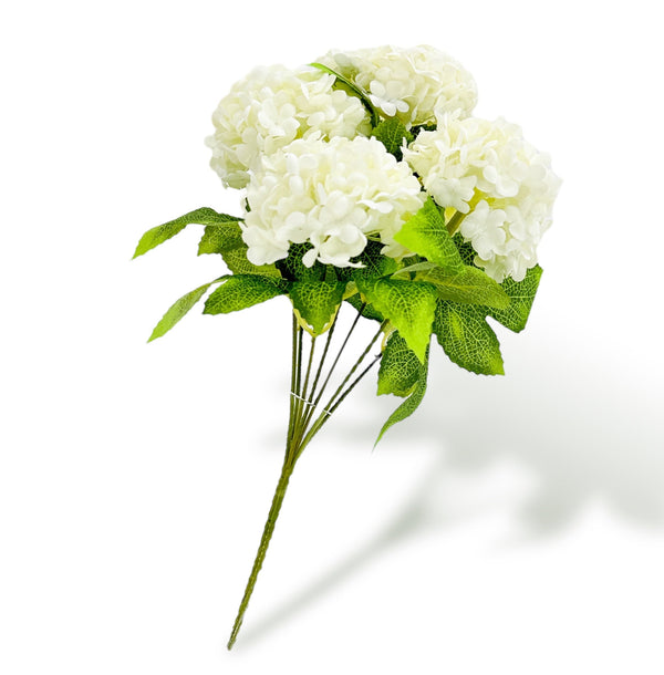 7 stem White Small Head Silk Snowball Hydrangea Bunch Realistic, Faux Artificial Flower | Wedding/Home Decoration Gifts  Floral Faux H-037