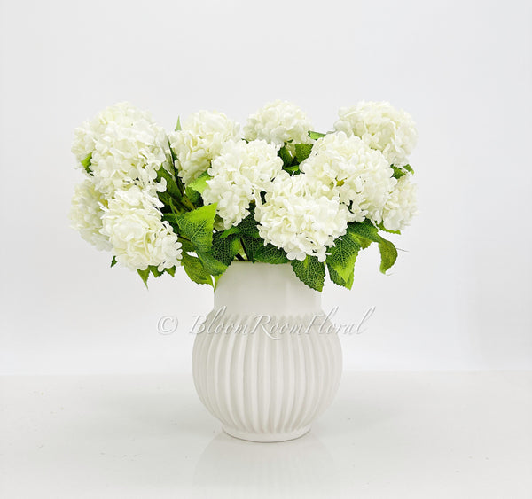 7 stem White Small Head Silk Snowball Hydrangea Bunch Realistic, Faux Artificial Flower | Wedding/Home Decoration Gifts  Floral Faux H-037